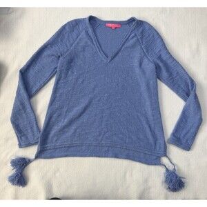Lilly Pulitzer Jody Blue Sweater With Tassels Womens Size Medium